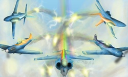 Size: 1584x950 | Tagged: safe, artist:tattertailart, fire streak, misty fly, rainbow dash, soarin', spitfire, aircraft, airplane dash, f/a-18 hornet, fighter, harrier, hawk t1a, jet, jet fighter, namesake, p-51, p-51 mustang, plane, supermarine spitfire, wonderbolts