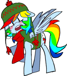 Size: 643x728 | Tagged: safe, artist:ghost, rainbow dash, pegasus, pony, g4, blushing, clothes, female, hat, mare, scarf, simple background, solo, transparent background