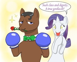 Size: 1000x800 | Tagged: safe, artist:rautakoura, rarity, g4, boxing gloves, crossover, dudley, ponified, rose, street fighter