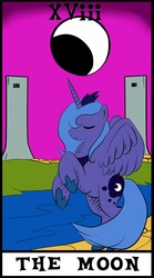 Size: 780x1399 | Tagged: safe, artist:theuglyother, princess luna, pony, g4, eyes closed, female, rearing, s1 luna, solo, tarot card