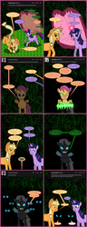 Size: 1330x3450 | Tagged: safe, artist:tdarkchylde, apple bloom, applejack, queen chrysalis, scootaloo, sweetie belle, twilight sparkle, changeling, earth pony, pony, unicorn, g4, bad end, changeling crusaders, changelingified, cocoon, comic, cutie mark crusaders, disguise, disguised changeling, female, hypnosis, mare, mind control, peril, scootaling, scootling, tumblr, tumblr comic