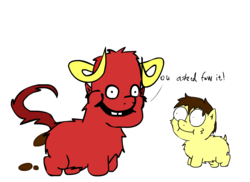 Size: 1500x1091 | Tagged: safe, artist:peanutbutter, fluffy pony, leo and satan, poop