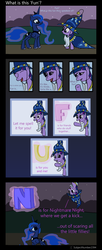 Size: 900x2200 | Tagged: safe, artist:subjectnumber2394, princess luna, star swirl the bearded, twilight sparkle, comic:what is fun?, g4, luna eclipsed, season 2, comic, comic strip, f.u.n., reference, spongebob squarepants