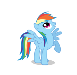 Size: 910x879 | Tagged: safe, artist:luckydonald, rainbow dash, g4, full body, looking up, raised hoof, simple background, solo, spread wings, standing, transparent background, wings