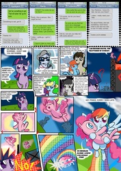 Size: 1500x2124 | Tagged: safe, artist:theuglyother, pinkie pie, rainbow dash, twilight sparkle, oc, comic:pinkie's night out, g4, text message