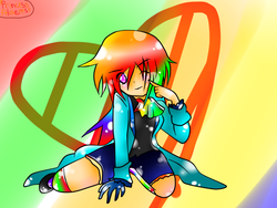 Size: 720x540 | Tagged: dead source, safe, artist:princessalchemist, rainbow dash, human, g4, heart, humanized, solo