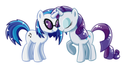 Size: 1222x653 | Tagged: safe, artist:angier3741, dj pon-3, rarity, vinyl scratch, pony, unicorn, g4, female, lesbian, mare, rariscratch, shipping, simple background, transparent background