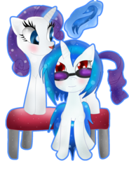 Size: 767x1042 | Tagged: safe, artist:shirubaxxbuireizu, dj pon-3, rarity, vinyl scratch, pony, unicorn, g4, female, lesbian, mare, rariscratch, shipping, simple background, transparent background