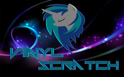 Size: 1131x707 | Tagged: safe, artist:counterlord, dj pon-3, vinyl scratch, pony, unicorn, g4, eyes closed, female, mare, wallpaper