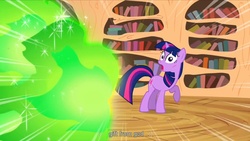 Size: 1176x662 | Tagged: safe, screencap, twilight sparkle, g4, it's about time, god, green light, youtube caption