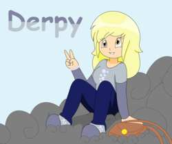 Size: 2572x2156 | Tagged: safe, artist:justinbieberlover12, derpy hooves, human, g4, comic sans, humanized, solo