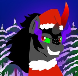 Size: 800x781 | Tagged: safe, artist:thewonderpuppet, king sombra, g4, christmas, hat, santa hat, sombra claus