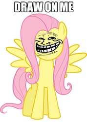 Size: 625x878 | Tagged: safe, fluttershy, g4, draw on me, trollface