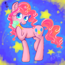 Size: 750x750 | Tagged: safe, artist:renaifoxi, pinkie pie, earth pony, pony, g4, female, ice cream, solo