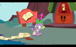 Size: 1024x640 | Tagged: safe, screencap, spike, dragon, g4, spike at your service, male, youtube caption
