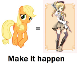 Size: 890x764 | Tagged: safe, applejack, g4, crossover, exploitable meme, make it happen, mami tomoe, mamijack, puella magi madoka magica