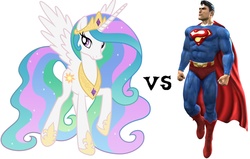 Size: 1476x940 | Tagged: safe, princess celestia, g4, discussion, male, superman, vs