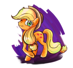 Size: 1663x1538 | Tagged: safe, artist:kna, applejack, earth pony, pony, g4, crossed hooves, female, solo, wink