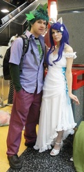 Size: 342x700 | Tagged: safe, artist:ex-shadow, artist:malindachan, rarity, spike, human, g4, cosplay, irl, irl human, photo