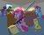 Size: 1750x1400 | Tagged: safe, artist:rapidstrike, caramel, cup cake, pinkie pie, oc, oc:blue fuzz, pony, g4, ar-15, crime, criminal, fbi open up, female, food, gun, mare, money, pistol, police, police pony, raid, rifle, shootout, shotgun, sugar (food)