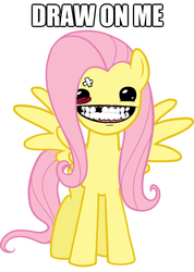 Size: 625x878 | Tagged: safe, fluttershy, pony, g4, draw on me, female, solo, super meat boy
