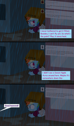 Size: 1280x2182 | Tagged: safe, artist:dtcx97, rainbow dash, g4, ask, clothes, filly, rain, sweater, the ponyville diaries, tumblr