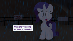 Size: 1280x720 | Tagged: safe, artist:dtcx97, rarity, pony, g4, ask, female, filly, filly rarity, rain, solo, the ponyville diaries, tumblr, younger