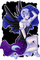 Size: 637x949 | Tagged: safe, artist:himram, nightmare moon, human, g4, female, humanized, solo, winged humanization