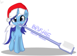 Size: 900x655 | Tagged: safe, artist:marisalle, minuette, pony, unicorn, g4, brushie, female, hat, mare, santa hat, simple background, solo, transparent background