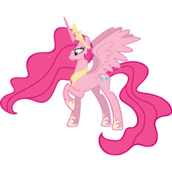 Size: 10000x10000 | Tagged: dead source, safe, artist:esipode, pinkie pie, princess celestia, alicorn, pony, g4, absurd resolution, concave belly, female, pinkiecorn, princess pinkie pie, slender, solo, thin, xk-class end-of-the-world scenario