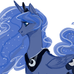 Size: 500x500 | Tagged: safe, artist:snickerdoobles, princess luna, alicorn, pony, g4, diadem, ethereal mane, female, mare, peytral, simple background, solo, starry mane