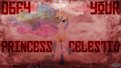 Size: 2500x1406 | Tagged: safe, artist:felix-kot, artist:utterlyludicrous, princess celestia, pony, g4, female, propaganda, serious, solo, vector, wallpaper