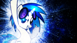 Size: 1920x1080 | Tagged: dead source, safe, artist:tzolkine, dj pon-3, vinyl scratch, pony, unicorn, g4, female, glasses, hooves, horn, mare, smiling, solo, sunglasses, teeth, vector, wallpaper
