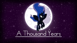 Size: 1920x1080 | Tagged: safe, artist:astrotheh, princess luna, pony, g4, female, mare in the moon, moon, solo, text, vector, wallpaper