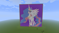 Size: 1600x900 | Tagged: safe, princess celestia, alicorn, pony, g4, game screencap, minecraft, minecraft pixel art, pixel art