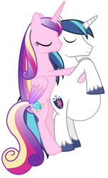 Size: 559x920 | Tagged: artist needed, safe, edit, princess cadance, shining armor, alicorn, pony, unicorn, g4, canon couple, female, male, male pregnancy, pregarmor, pregnant, pregnant edit, seahorse reproduction, ship:shiningcadance, shipping, show accurate, simple background, sleeping, smiling, straight, white background