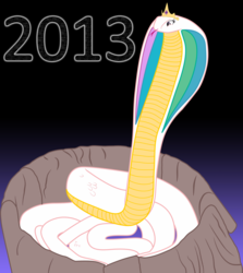 Size: 3000x3362 | Tagged: safe, artist:ge-standards, princess celestia, cobra, original species, snake, snake pony, g4, 2013, new year, snakelestia, species swap