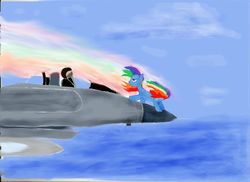 Size: 7014x5100 | Tagged: safe, rainbow dash, g4, absurd resolution, aircraft, f-16 fighting falcon, plane, sky, water