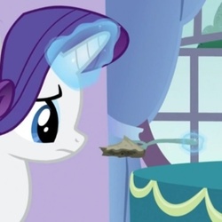 Size: 375x375 | Tagged: safe, screencap, rarity, pony, g4, my little pony: friendship is magic, spike at your service, food, pie, rarity looking at food, solo