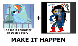 Size: 1337x796 | Tagged: safe, rainbow dash, g4, my little pony: friendship is magic, spike at your service, exploitable meme, homestuck, make it happen, marquise spinneret mindfang, meta, vriska serket