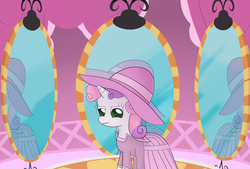 Size: 4000x2700 | Tagged: safe, artist:wadusher0, sweetie belle, g4, clothes, dress, hat