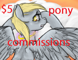 Size: 727x567 | Tagged: safe, artist:colorlesscupcake, derpy hooves, pegasus, pony, g4, commission, commission info, female, mare, solo