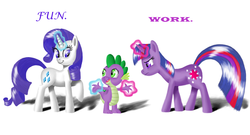 Size: 2220x1200 | Tagged: safe, artist:fahu, rarity, spike, twilight sparkle, g4