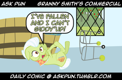 Size: 1143x754 | Tagged: safe, granny smith, ask pun, g4, comic, life alert, speech bubble, tumblr