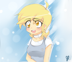 Size: 1000x869 | Tagged: safe, artist:stalemeat, derpy hooves, human, g4, choker, colored pupils, female, humanized, solo