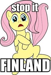 Size: 340x500 | Tagged: artist needed, source needed, safe, fluttershy, pony, g4, female, finland, reaction image, solo