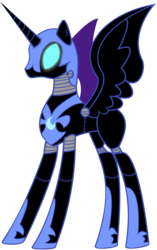 Size: 1933x3084 | Tagged: safe, artist:frankleonhart, nightmare moon, pony, robot, robot pony, g4, female, roboticization, simple background, solo, transparent background, vector