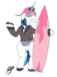 Size: 1327x1770 | Tagged: safe, shining armor, g4, male, parody, poochie, surfboard, the simpsons