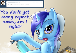 Size: 1000x700 | Tagged: safe, artist:dazko, minuette, pony, ask doctor colgate, g4, ask, dialogue, female, laughing gas, solo