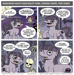 Size: 720x732 | Tagged: safe, artist:jon rosenberg, oc, oc only, earth pony, pony, candle, comic, dead, female, mare, scenes from a multiverse, skeleton